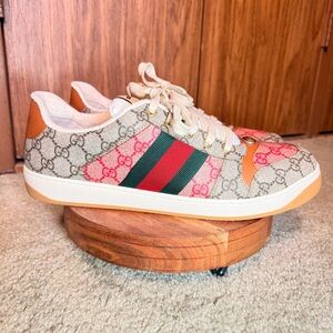 Gucci Beige and Pink Sneakers